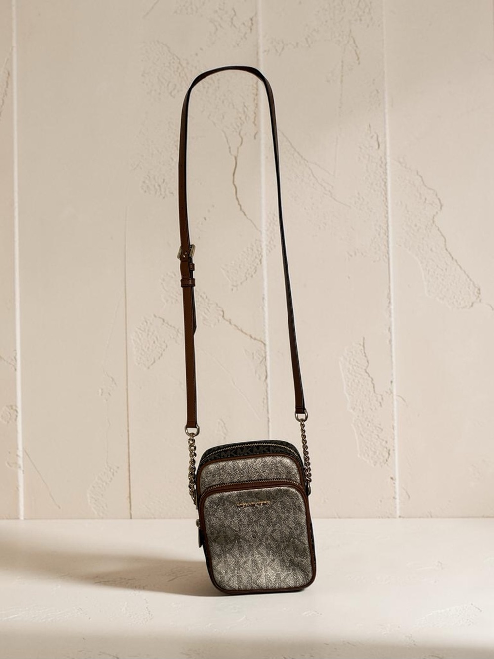 Michael Kors Jet Set Meduim Metallic Signature Logo Crossbody